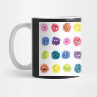 Fluffy Rainbow Monster Faces Polka Dot Mug